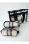 Carrying Bag Full Set 4 Pieces Black Gray Checkered Pattern / Black - 3