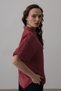 Women's Burgundy Half Balloon Sleeve Striped Shirt - 4