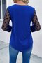 Women's Saks Blue V-Neck Button Detailed Polka Dot Tulle Long Sleeve Comfortable Fit Blouse - 4