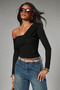 Drapeli Asymmetric Collar Long Sleeve Blouse Jt9654 - 3