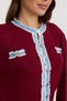 Women's Brown Denim Detailed Knitwear Double Set - Buttoned Cardigan and Wide-Legged Trousers - 4