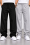 Pack of 2 Men's (Winter Style) Sweatpants Black Gray Comfortable Loose Leg Casual Use