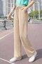 Women's High Waist Elastic Waist Belted Straight Leg Aerobin Pants - 5