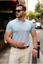Men's Buttoned Collar Cotton Knitwear T-Shirt - 4