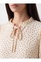 Özmarka New Season Beige Tie-Neck Polka Dot Women's Tunic - 3