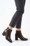Moleran Women's Heeled Boots with Zipper and Side Stone Buckle, Brown Leather - 5