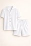Men's Waffle Fabric Short Sleeve Shirt Shorts Set Regular Fit Summer Two-Piece Set - White - 2