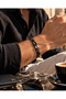 Torino Men's Stainless Steel Black Silver Detailed Bracelet - 8