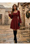 Women's Long Sleeve Square Heart Neck Mini Modal Dress - 2