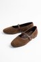 Olem Scarf, Blunt Toe, Ribbed Women's Ballerinas, Brown Suede - 4