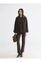 Brown Jacket Collar Women's Cashmere Coat - 2