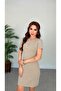 Women's Short Sleeve Round Neck Buttoned Short Camisole Dress - 3