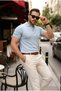Men's Buttoned Collar Cotton Knitwear T-Shirt