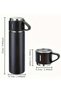 Thermos set 3-piece cup set heat resistant black stainless steel vacuum - 4