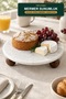 Natural Marble Presentation Plate 25 cm Round Serving Plate with Wooden Stand Cake Stand Decorative