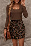 Women's Long Sleeve Square Neck Top Viscose Bottom Patterned Short Single Jersey Dress