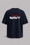 Oversize Tur Navy V2 Chest and Back Printed Unisex T-Shirt - 3