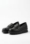 Popel Belt Buckle Genuine Leather Women's Shoes Ballet Flats Black Skin - 4