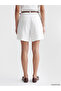 Two Mt Shop Quality Xside White Regular Fit Women's Pleated Shorts with Waist Belt - 5