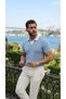 Men's Patterned Short Sleeve Knitwear T-Shirt - 100% Cotton Acrylic - 6
