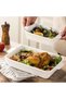 3-Piece Ceramic Bakeware Set – White Porcelain Lasagna Pans Deep, Rectangular Casserole Dishes with - 4