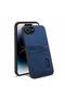 Apple iPhone 17E Compatible Case with Card Holder Luxury Leather Case Navy Blue