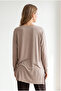 Women's Stone Slit Draped Long Knitted Viscose Blouse Blz-19003089 - 6