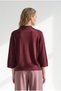 Women's Burgundy Polo Collar Wide Sleeve Soft Textured Knitwear Blouse Blz-19003450 - 2