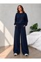 Women's 3-Piece Hooded Winter High Waist Wide Leg Sweatpants Black Gray Navy Blue - 4