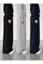 Women's Winter Cotton Lined 3-Piece Sweatpants Set Black Gray Navy Blue