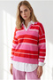 Women's Pink Polo Collar Soft Textured Knitwear Sweater Kzk-19001170 - 2