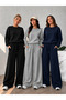Women's 3-Piece Winter Warm Tracksuit Set Black Gray Navy Blue - 2