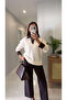 Sowe Cream Brown Denim Collar Knitwear - 2