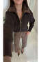 Todes Brown Plush Collar Cardigan