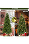 Pre-lit Artificial Green Christmas Tree with Warm LED Lights, 120cm/150cm/180cm/210cm/240cm/300cm, Metal Stand, Indoor Xmas Home Decor - 3