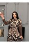 Women's Leopard Print Long Dress with Belt - 3
