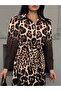 Women's Leopard Print Long Dress with Belt - 2