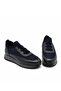 Genuine Leather Men's Sneaker Shoes Z659 Dark Blue Leather+Dark Blue Knitted Fabric - 4