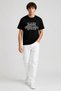 Men Crew Neck Short Sleeve Brand Logo T-Shirt, Black - 2