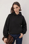 Three Threaded Black Plain Sweatshirt Hoodie