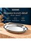 Stainless Steel Deep Oval Serving Tray 25cm, Stackable Food Serving Platters, Dishwasher Safe, Silver, Set of 2 - 3