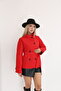 Lined Women's Trench Coat Jacket with Stand Collar and Back Windbreaker Detail - 5