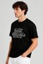 Men Crew Neck Short Sleeve Brand Logo T-Shirt, Black - 5
