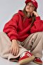 Girl's Oversize Basic Hoodie Sweatshirt Red – Hooded, Kangaroo Pocket, 3 Thread Fleece - 2