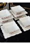 12 Piece Porcelain Flower-Patterned Square Multipurpose Presentation Dish Set for 6 People - 6