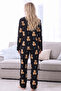 Black Teddy Bear Patterned Thermal Fabric Ultra Soft Buttoned Knitted Pajama Set26226128 - 3