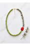 Asymmetrical Natural Stone Women's Necklace - Green and Red Howlite, Dalmatian Jasper Beaded |   Anguria