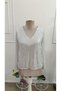 Women's White Long Sleeve V-Neck Sequined Blouse - 4