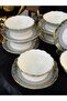 12 Piece 6-Person Golded Enameled Porcelain Multipurpose Presentation Plate and Snack Bowl Set - 6