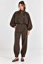 Women's Stand Collar Gold Button Crop Jacket & High Waist Pants Set